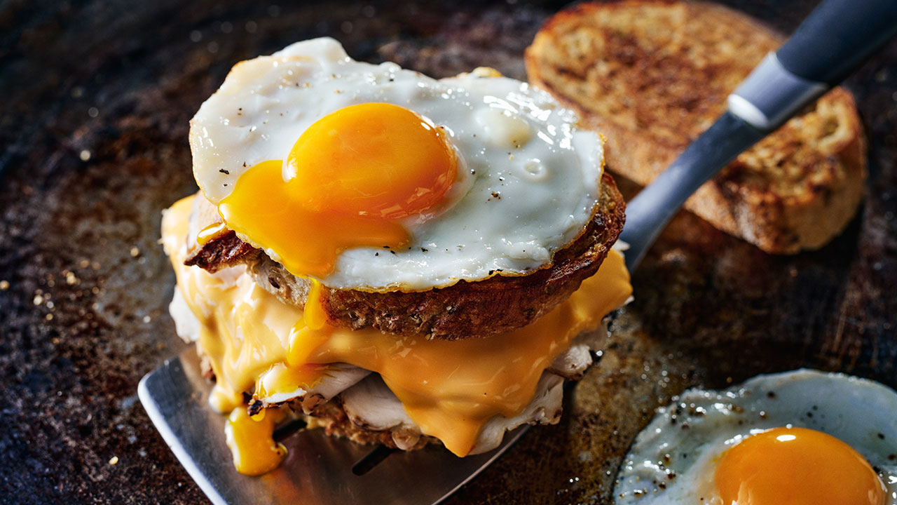 Grilled Cheese Turkey Sandwich with Fried Egg