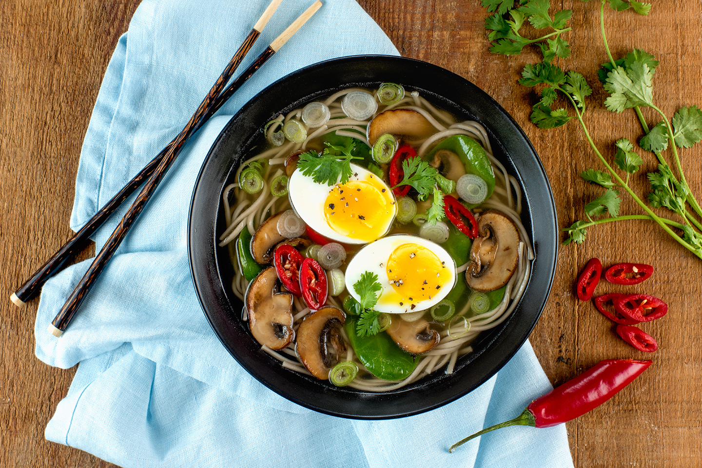 Spinach &amp; Mushroom Soba Noodle Soup Recipe | Get Cracking